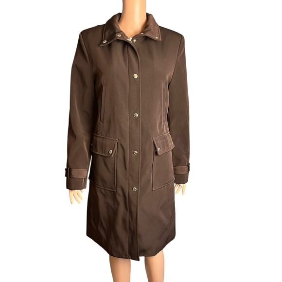 Michael Michael Kors Soft Shell Coat Medium Quilted Lower Lining Preppy Slinky - Picture 1 of 7